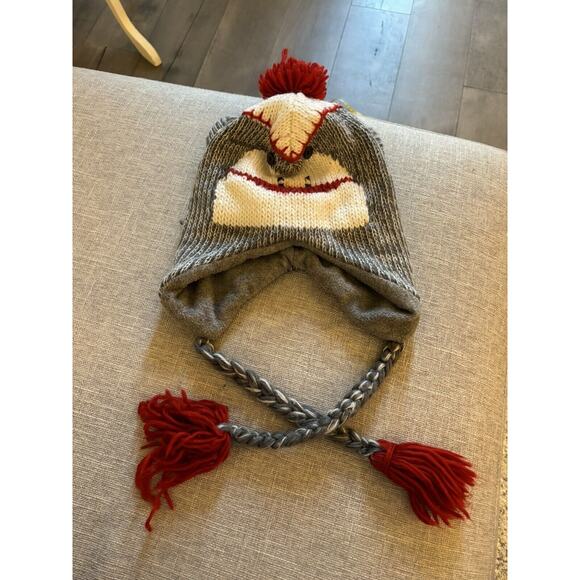 Sock Monkey Youth Winter Hat Fuzzy Tassels Ears Cold Weather Child Kids - Picture 1 of 4